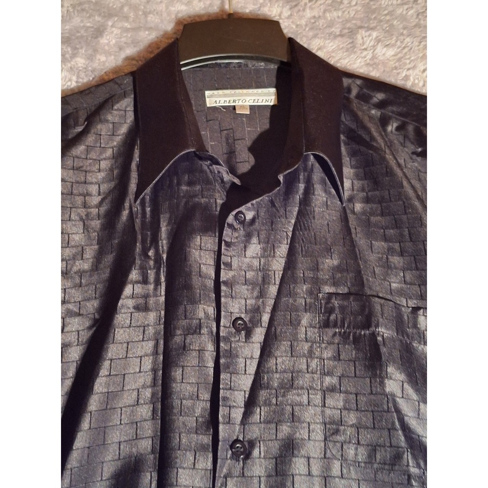 Alberto Celini Dress Shirt Brick Pattern Long Sleeve Button Up XL